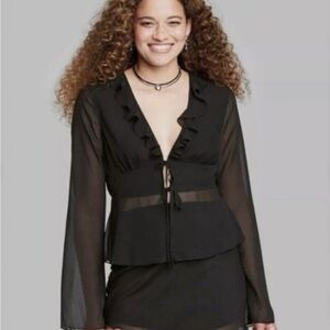 wild fable tie up mesh blouse